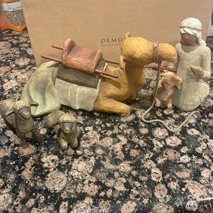 Willow tree shepherd and stable animal set